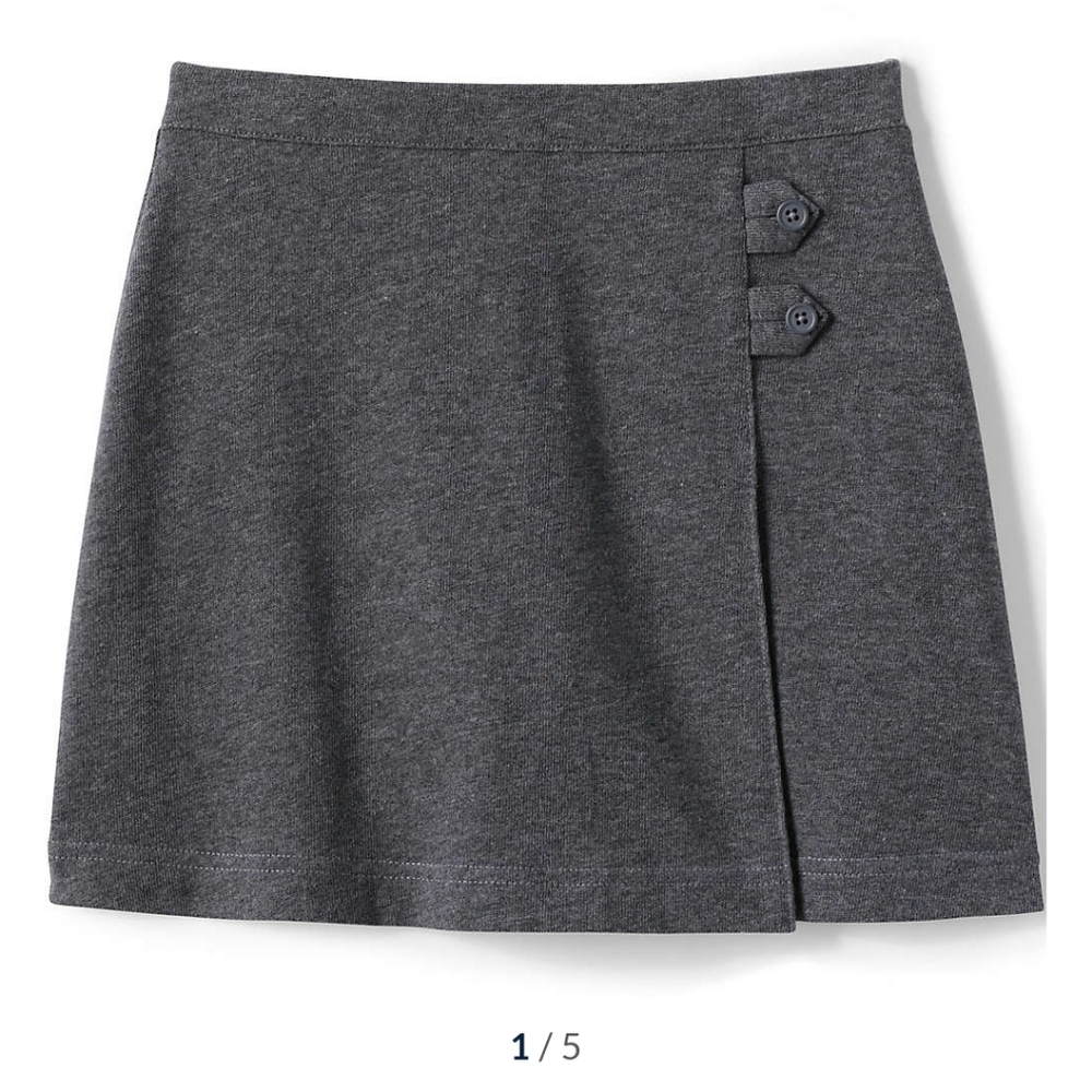 LandsEnd Girls Knit Above the knee skort, Uniform, Size 12, Grey